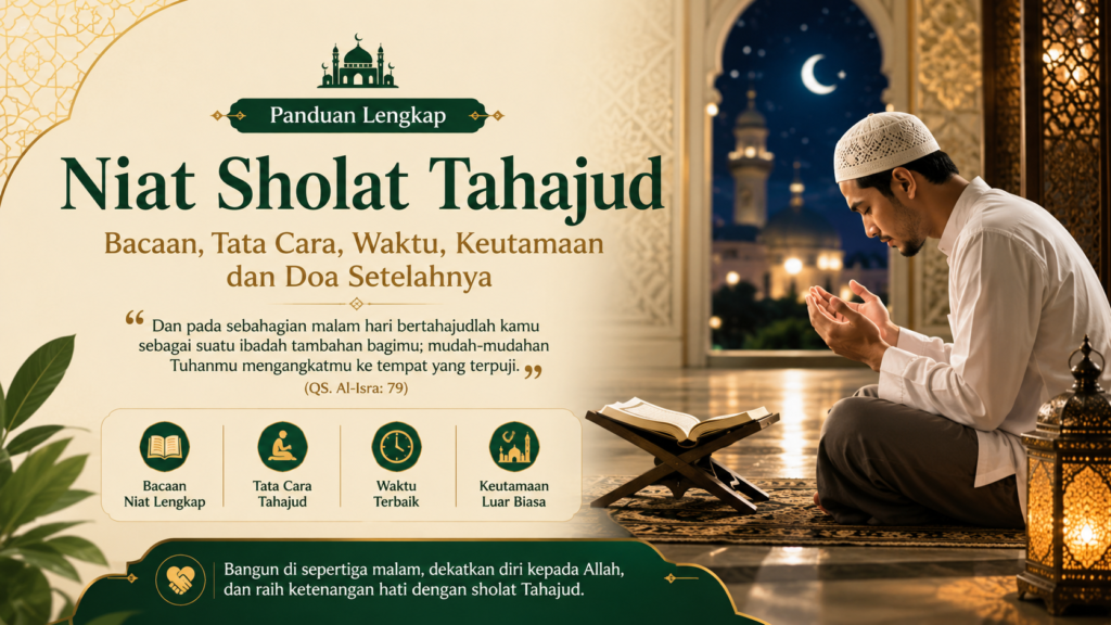 Niat Sholat Tahajud Lengkap Arab, Latin, Arti, dan Penjelasannya