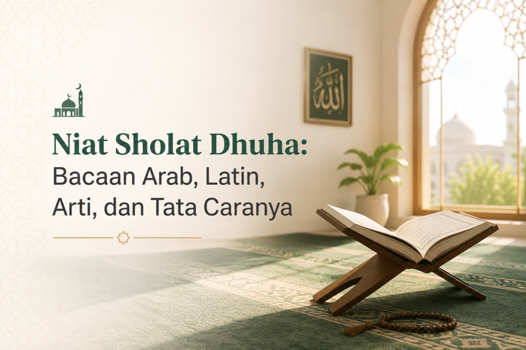Ilustrasi niat sholat dhuha dan gerakan shalat sunnah di masjid