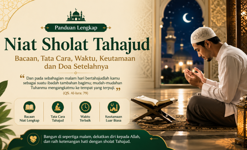 Niat Sholat Tahajud Lengkap Arab, Latin, Arti, dan Penjelasannya