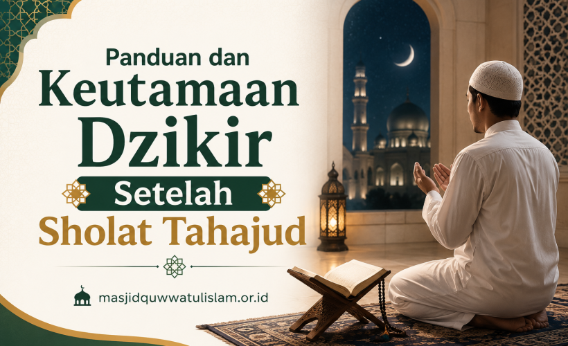 Seorang pria berdzikir setelah sholat tahajud