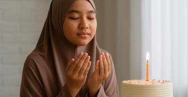 Perempuan berdoa saat ultah