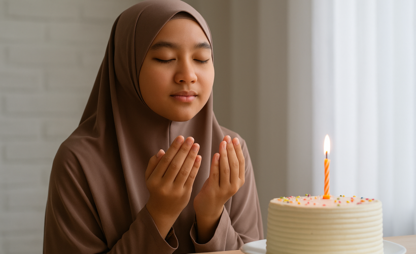Perempuan berdoa saat ultah